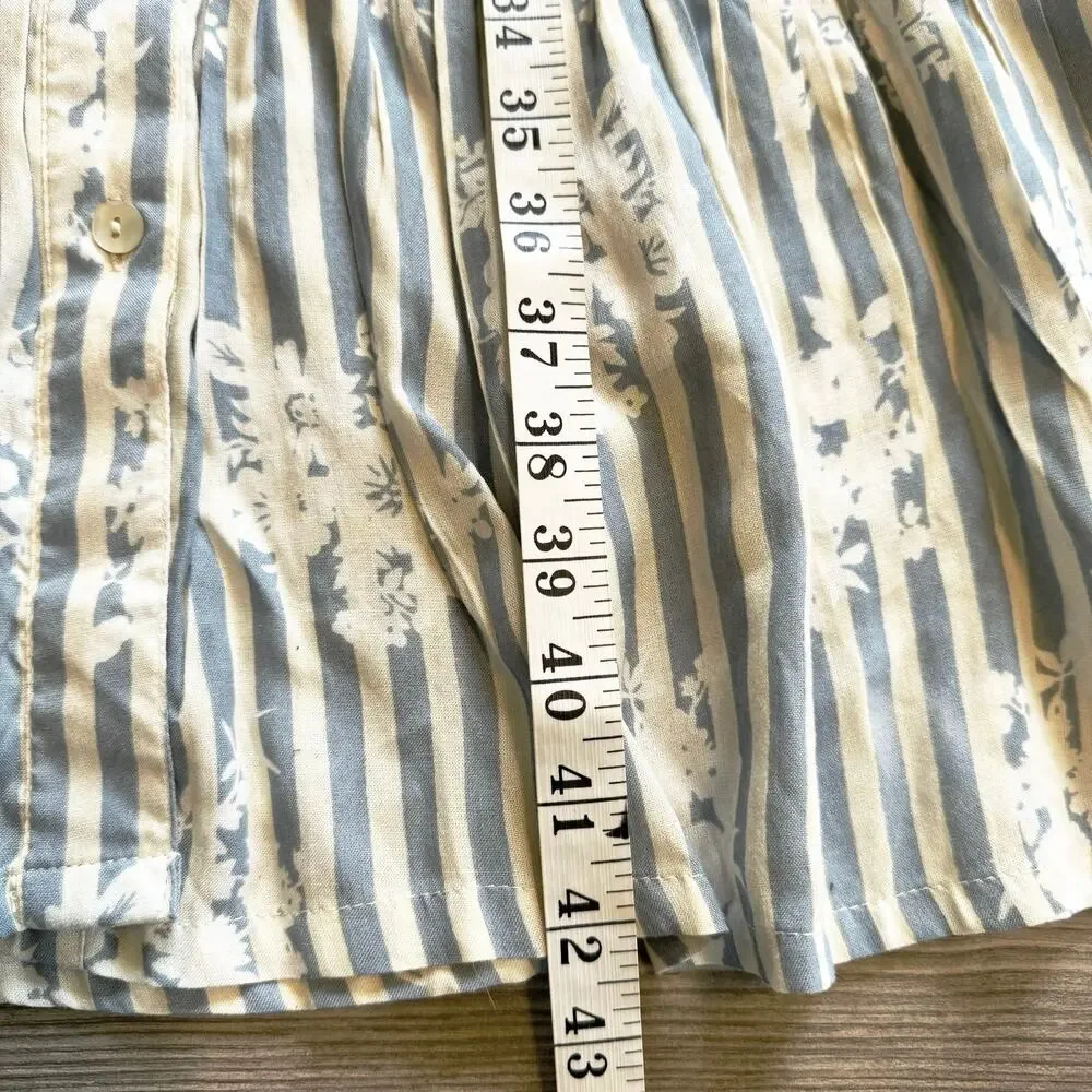 NWT Harlow & Rose Maxi Dress Women’s Medium Floral Striped White Blue Broomstick